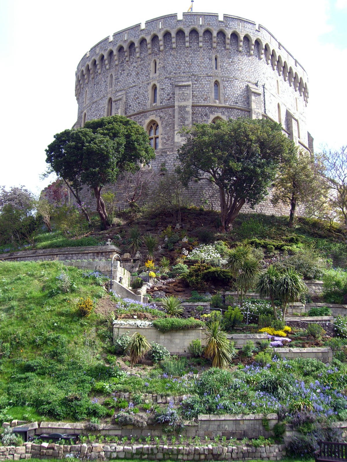 Castle turret with terraced garden
